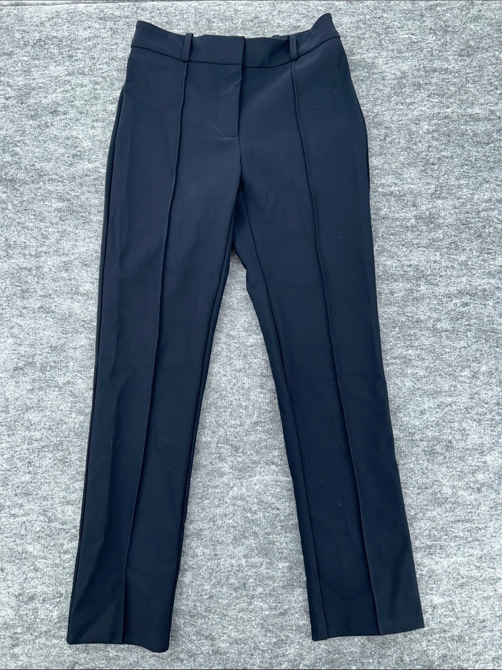 AELLA Navy Matte Skin Slim Straight Leg Stretch Career Pants Size 0 Made USA
